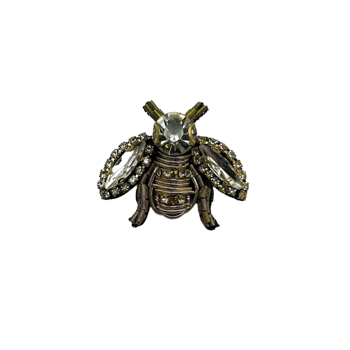 Beaded bee brooch in pale gold - Large