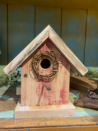Small Rustic Wren House with Twig Design