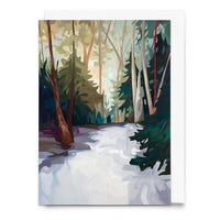 Susannah Bleasby Art - Winter Forest Painting | Fine Art Greeting Card | Blank Card