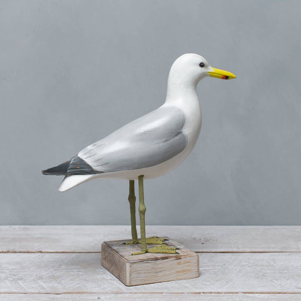 Aviologie - Seagull - White - Standing - 12"H  -Carved Wooden Ornament