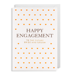 Happy Engagement Card- Orange Hearts