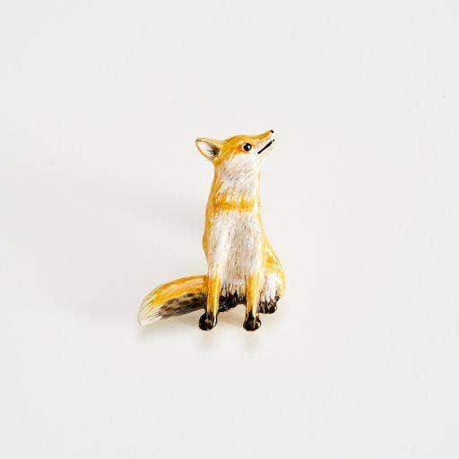 Fable England - Enamel Fox Brooch