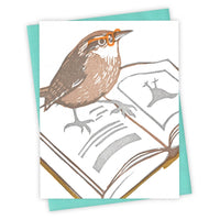 Burdock & Bramble - Bookworm Wren Card