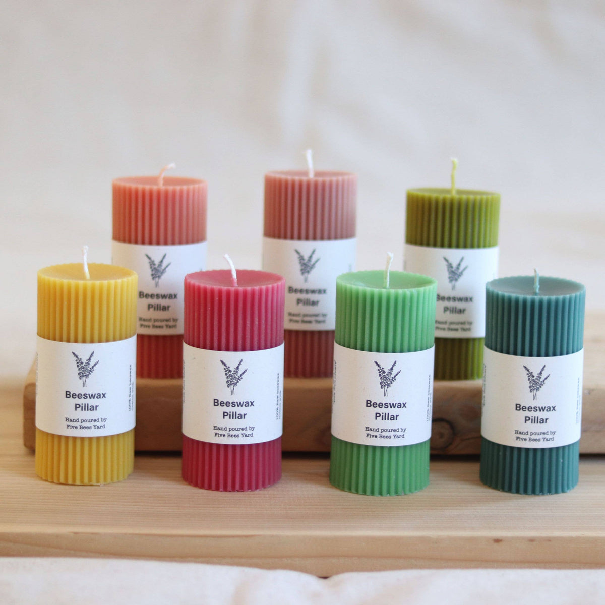 Five Bees Yard - Linear Pillar Candles | Natural Dyes and Clean Burn | Gift