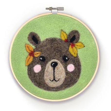 Floral Bear in a Hoop Felting Kit