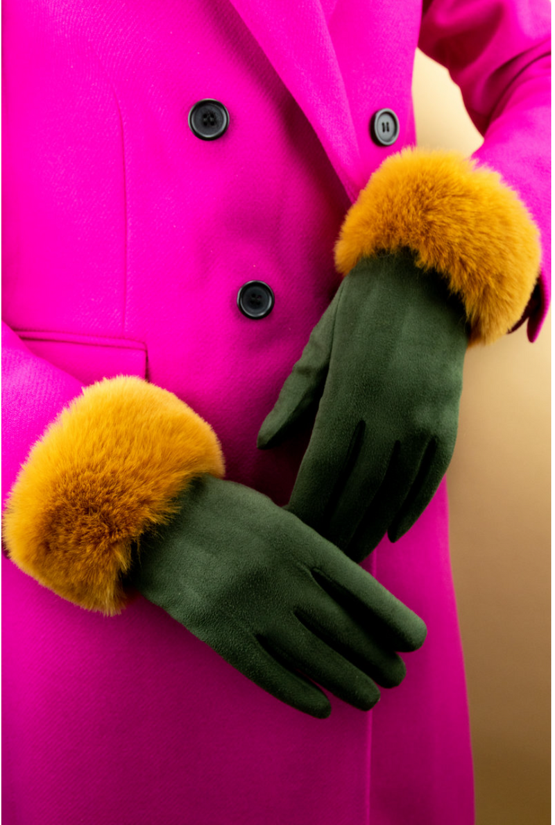 Bettina Gloves - Olive/Mustard