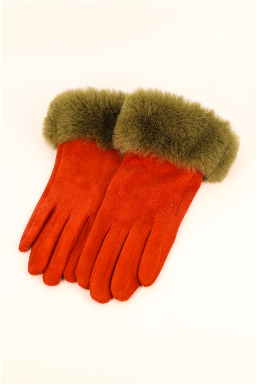 Bettina Gloves - Rust/Olive