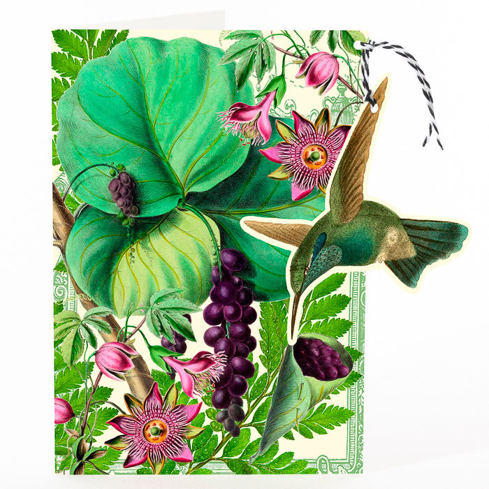 Humming Bird & Purple Berries Card