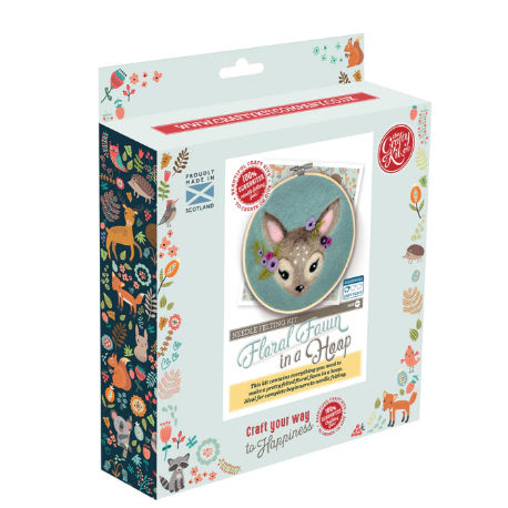 Floral Fawn in a Hoop Felting Kit