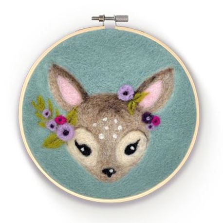 Floral Fawn in a Hoop Felting Kit