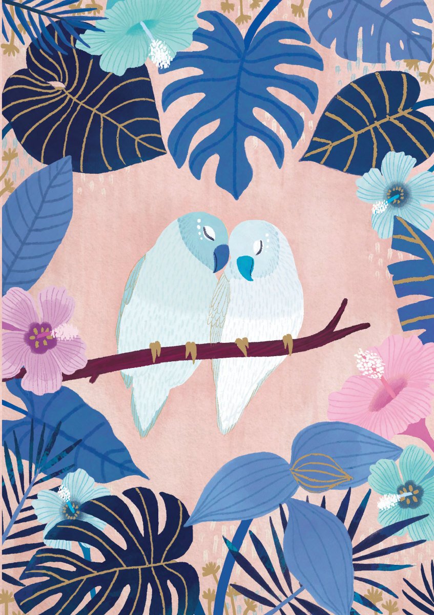 Anniversary Card: Blue Love Birds