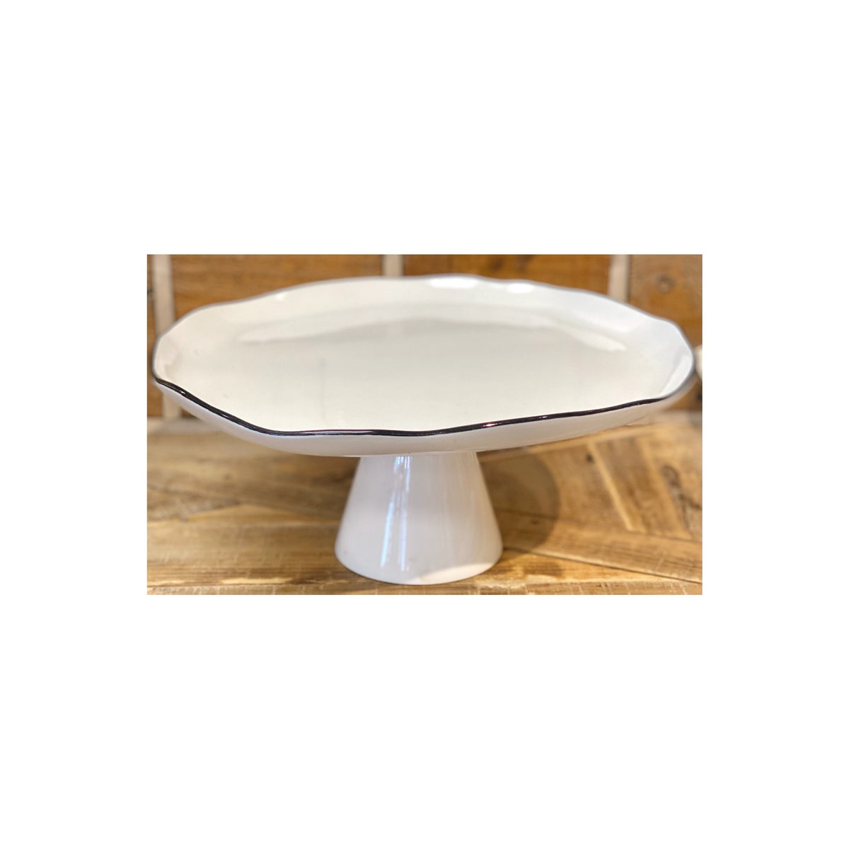 Pedestal White Tray With Black Trim