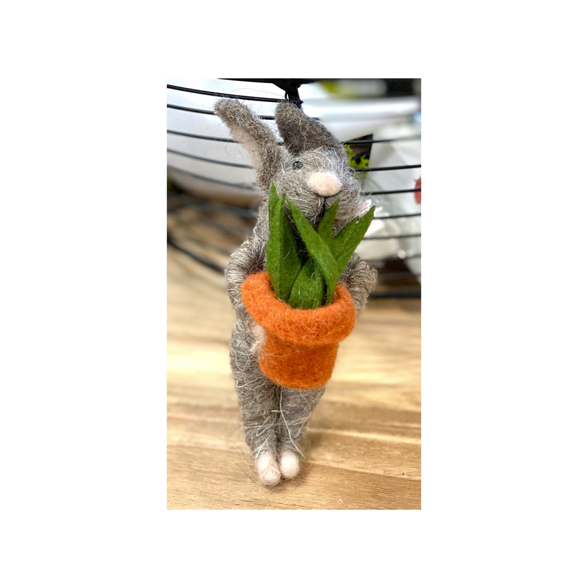 Felt Bunny Holding A Pot