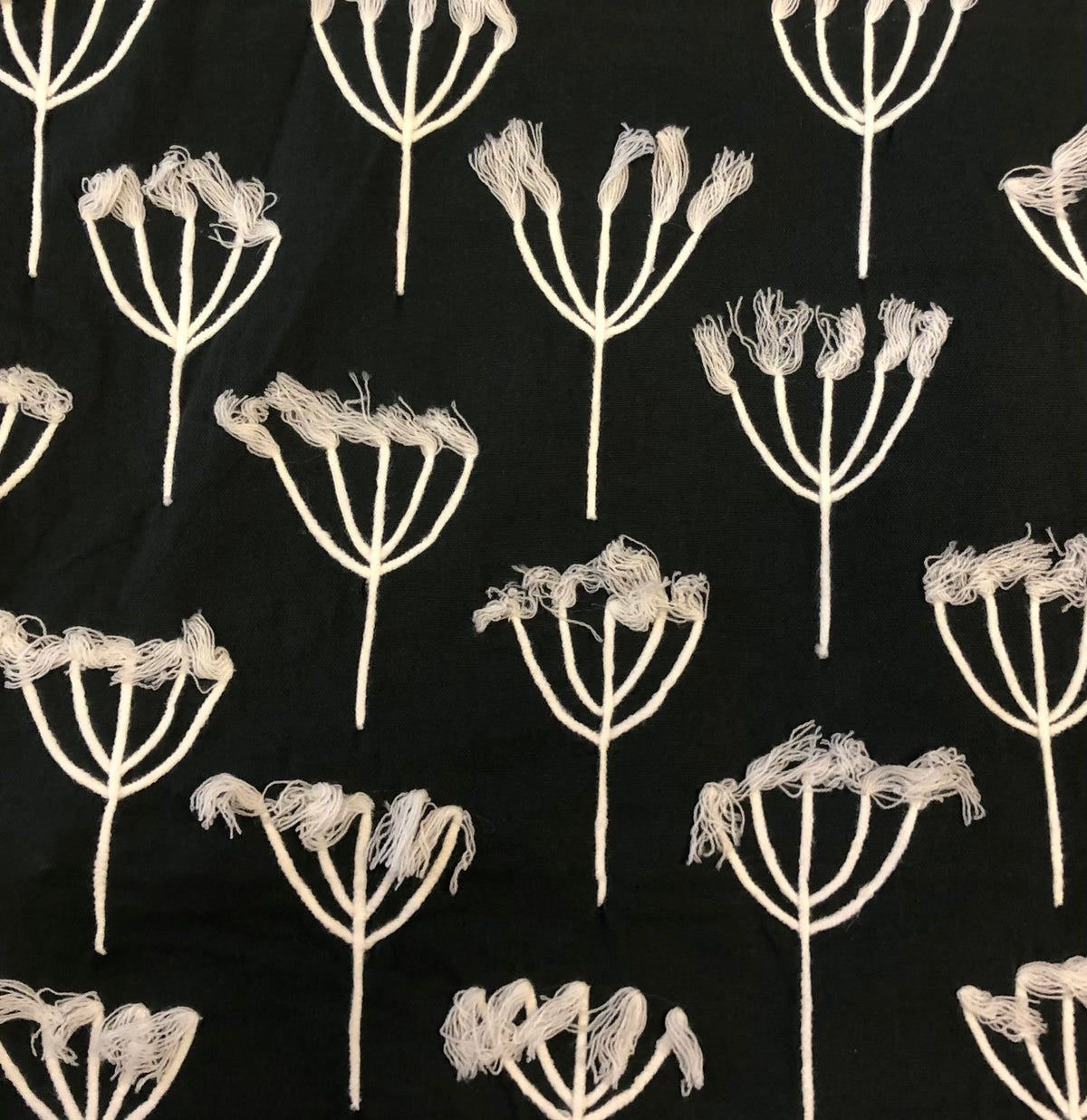 Dark Grey Embroidered Flower Cushion