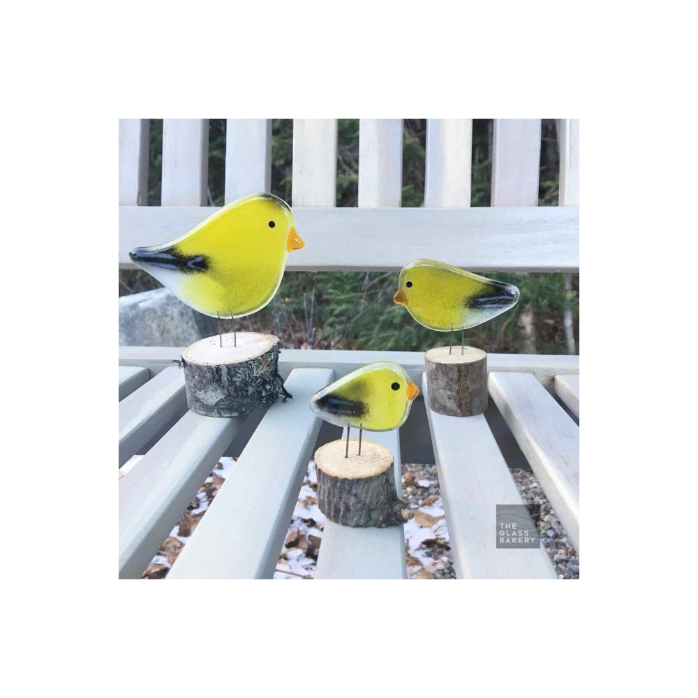 The Glass Bakery- American Goldfinch With Perch