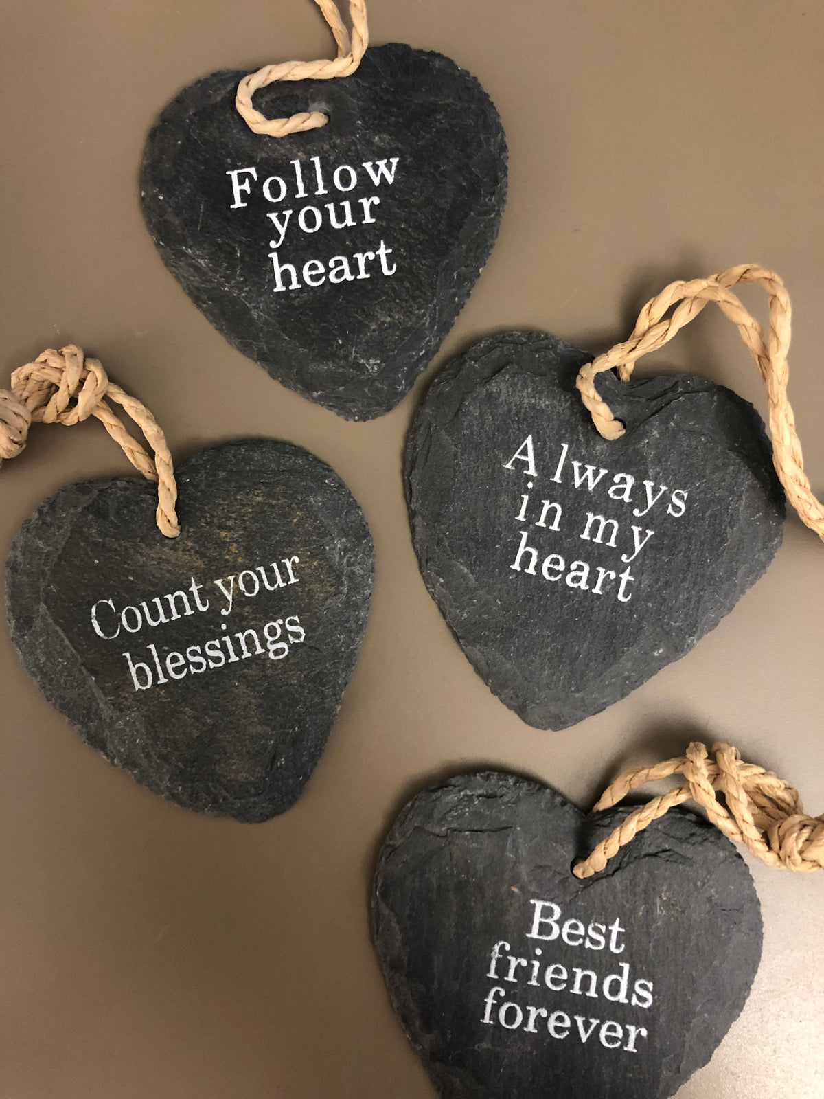 Slate Heart Ornaments