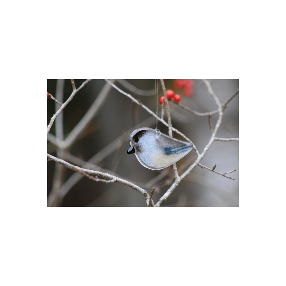 The Glass Bakery- Black Capped Chickadee Hanging Ornament