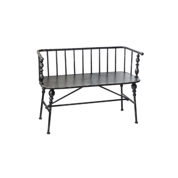 Distressed Black Spindle Bench