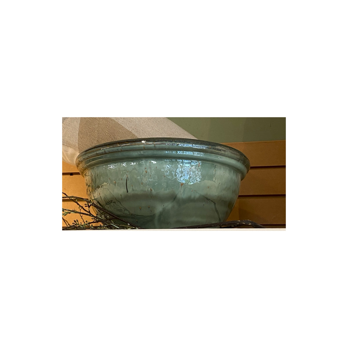 Soft green Ceramic Bowl 16" D