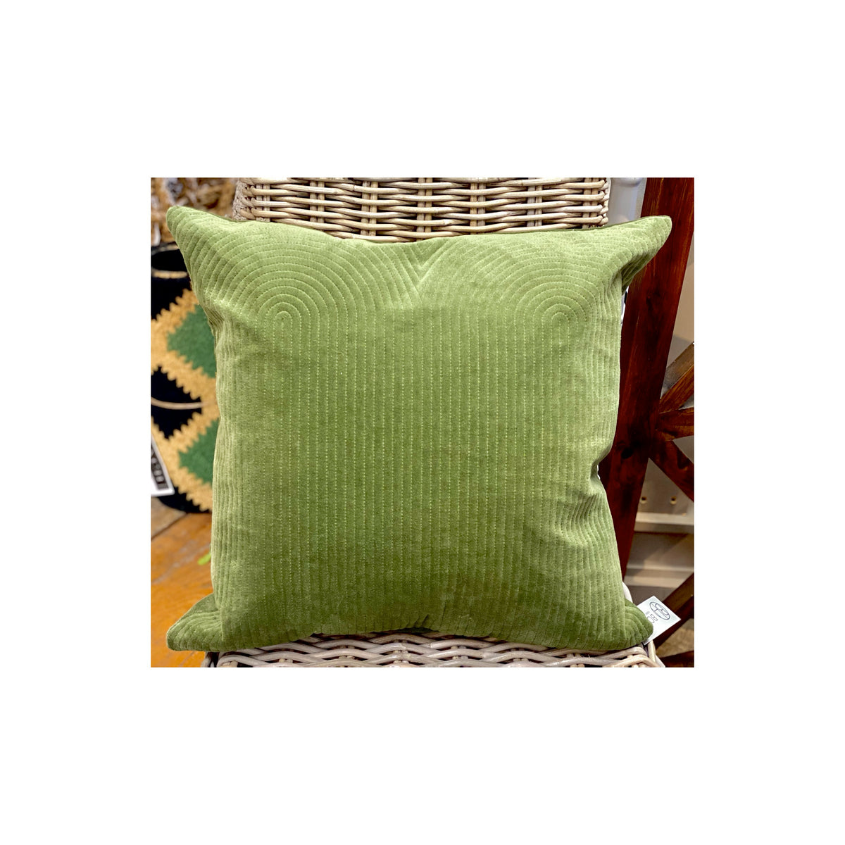 Green Cushion With Stitching