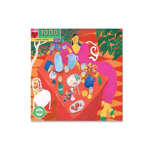 eeBoo 1000 Piece Rectangular Puzzle- Eating Outside