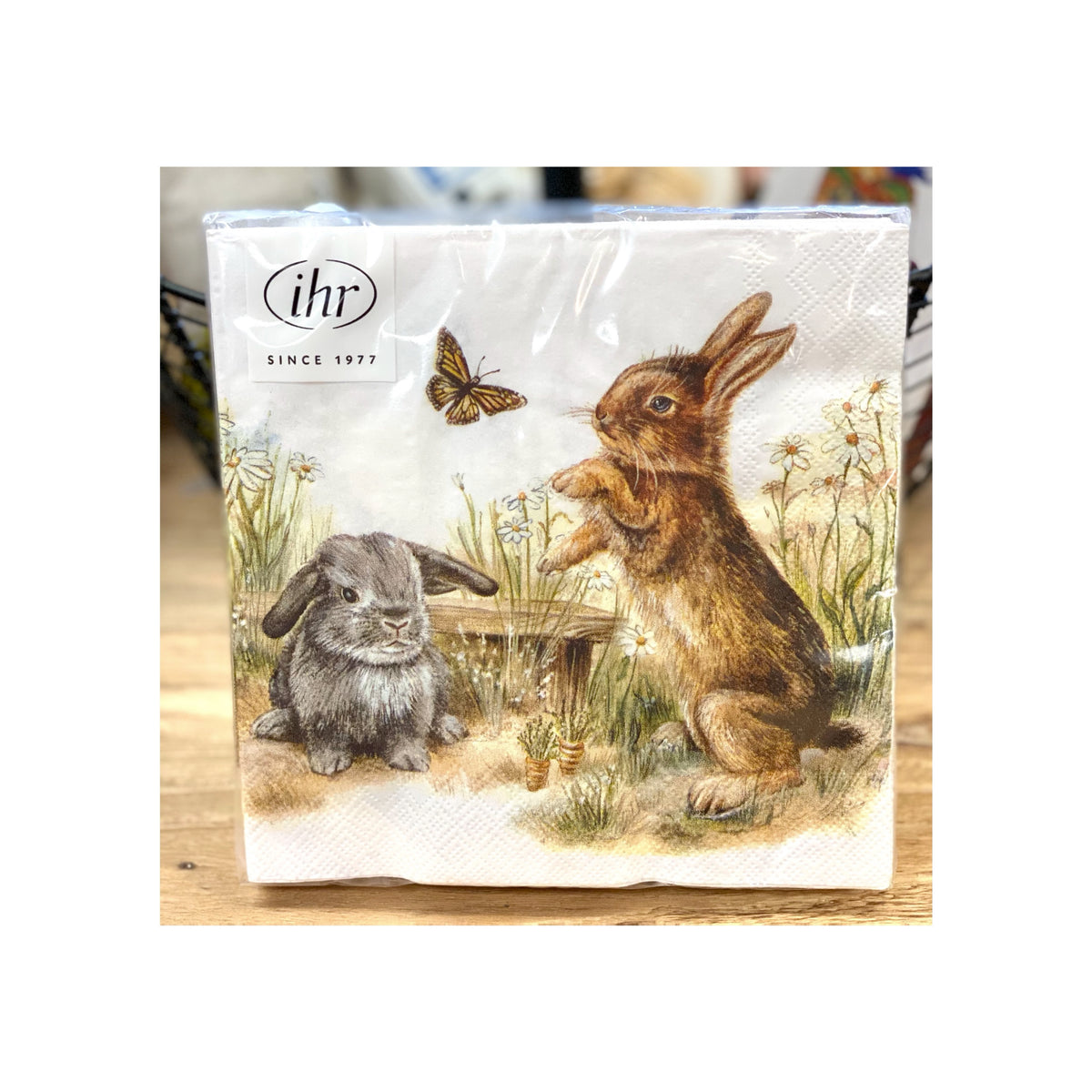 Napkins- Bunny & Clyd The Bunnies With A Monarch Butterfly