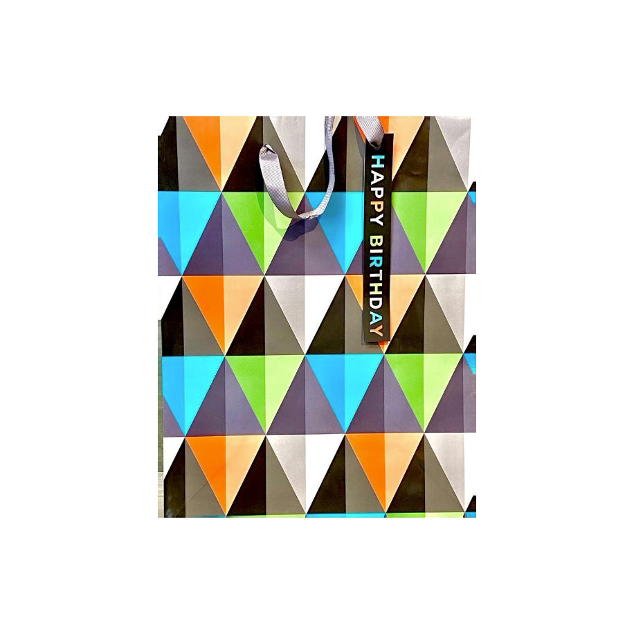 Gift Bag- Happy Birthday Abstract Triangles