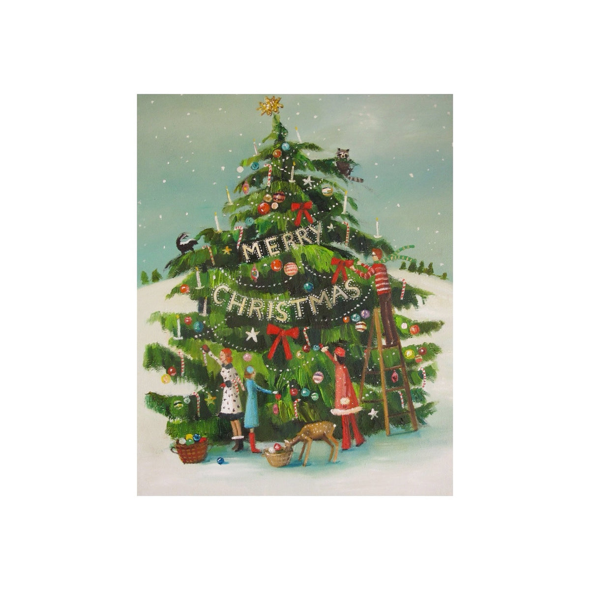 Janet Hill Boxed Card Set- The Peppermint Family Trim The Tree