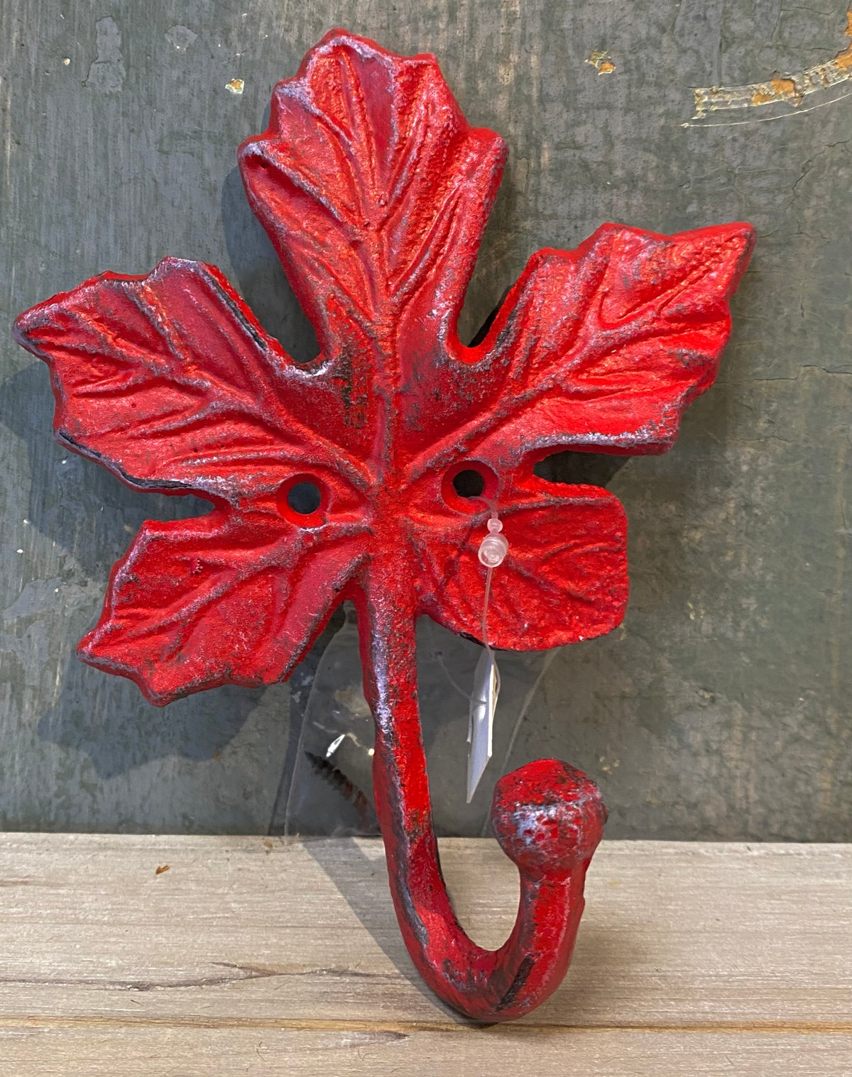 Maple Leaf Wall Hook Antique Red