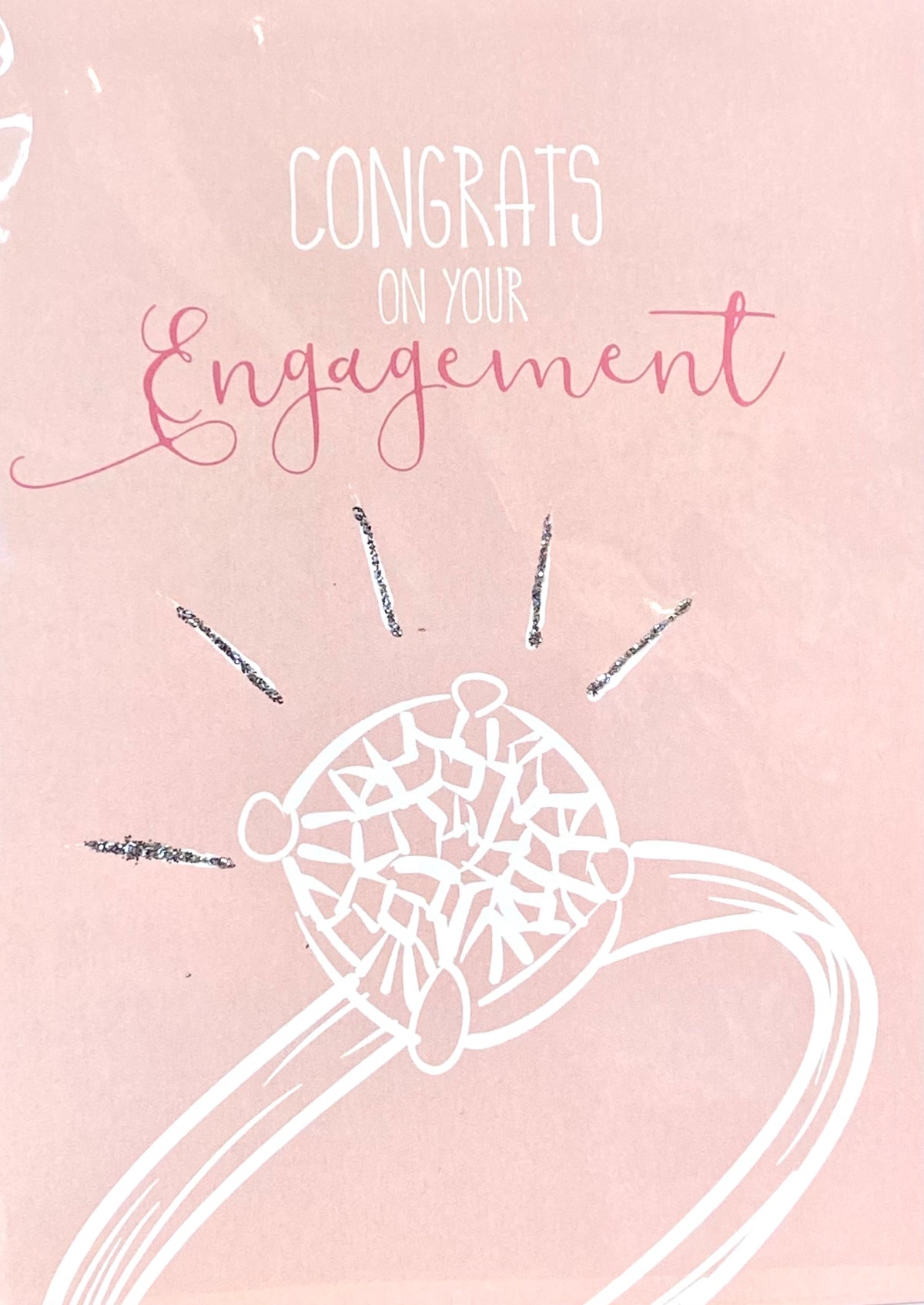 Congrats on Your Engagement Card- Engagement Ring With Glitter Accent
