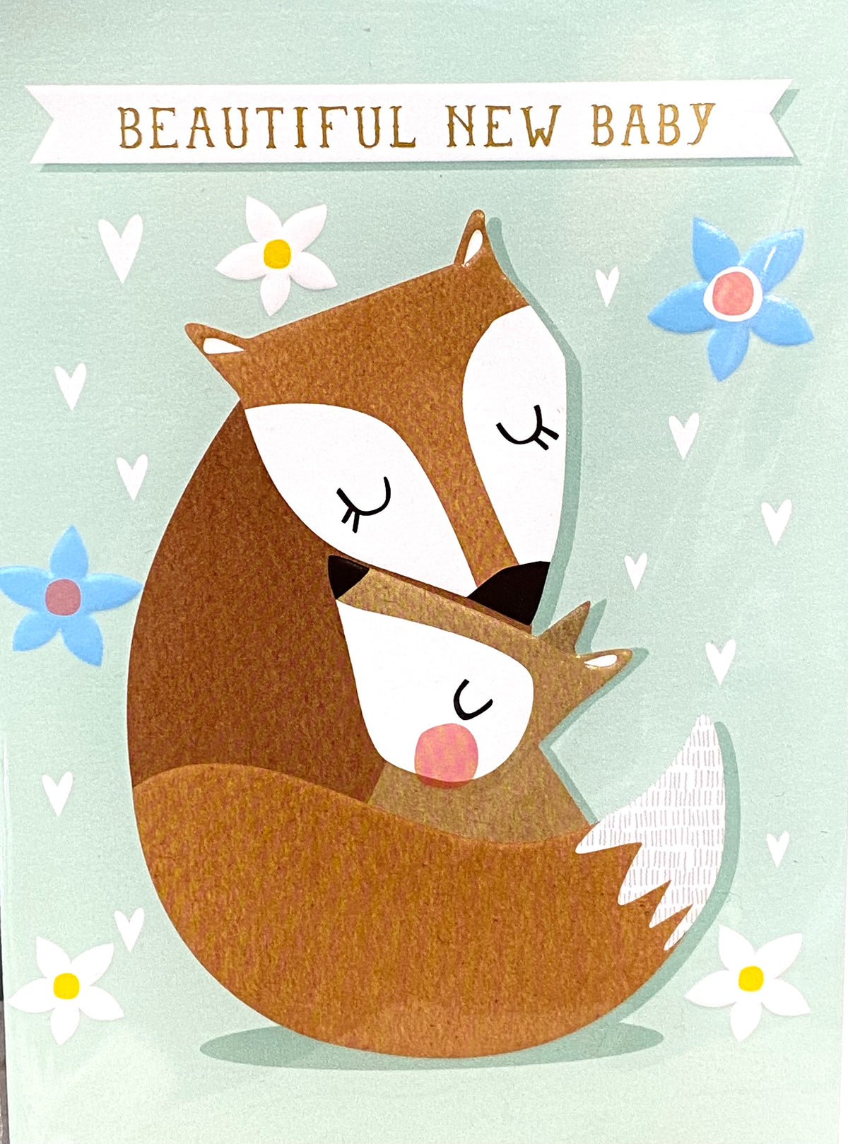 Baby Card: Beautiful New Baby Fox Pair