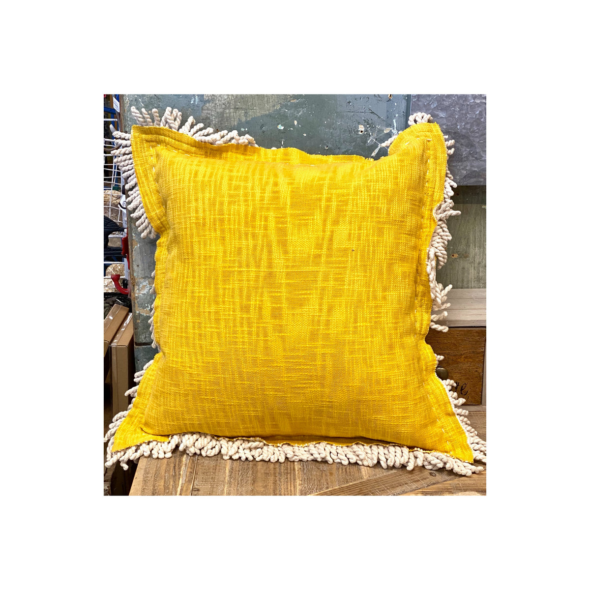 Pillow- Yellow With Twist Fringe
