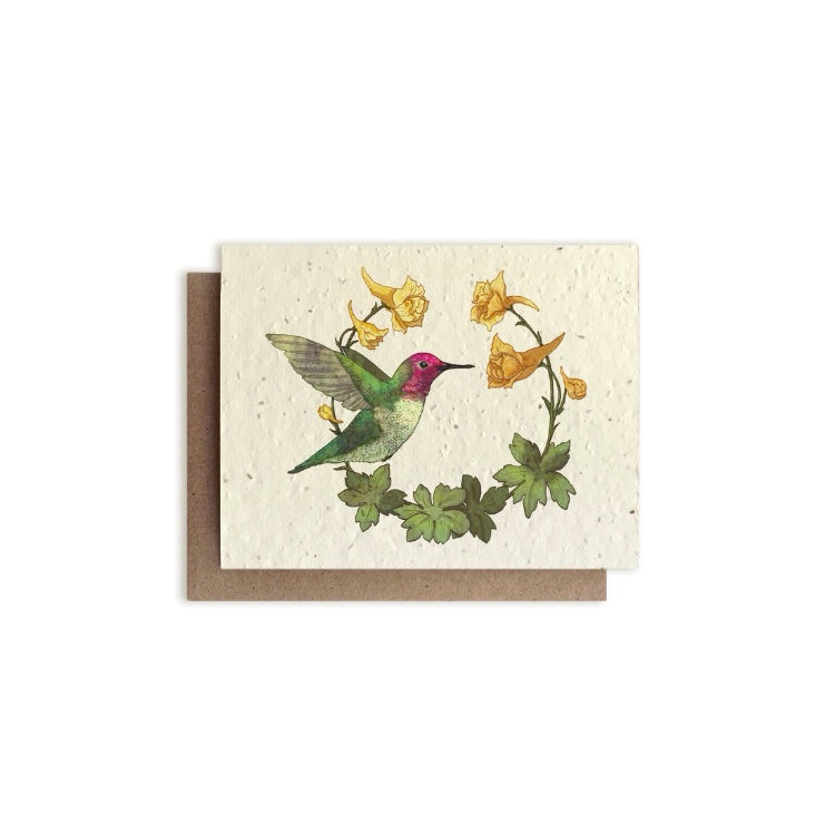 The Bower Studio Hummingbird & Larkspur Card