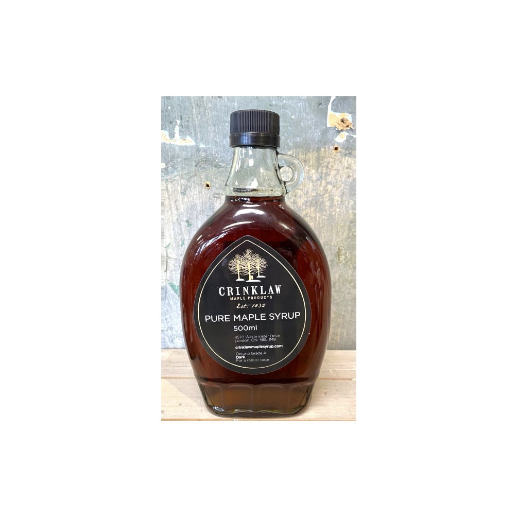 Crinklaw Pure Maple Syrup 500ml Glass Bottle