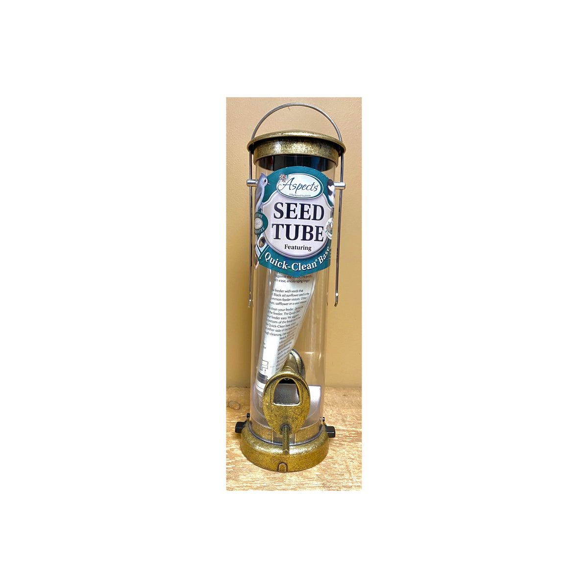 Small Seed Tube Feeder in Brass