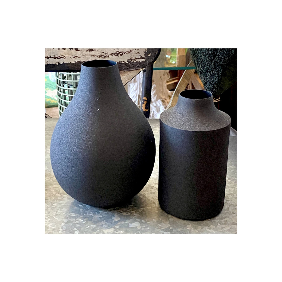 Textured Black Vases