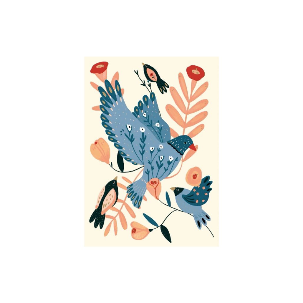 Roger la Borde Greeting Card- Doves and Flowers