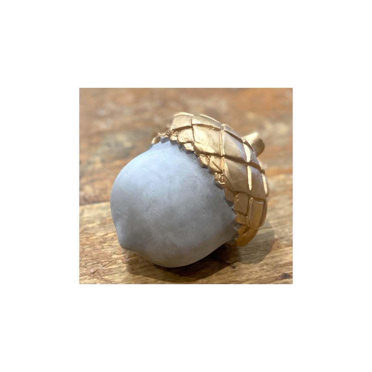 Cement Acorn With Gold Accent