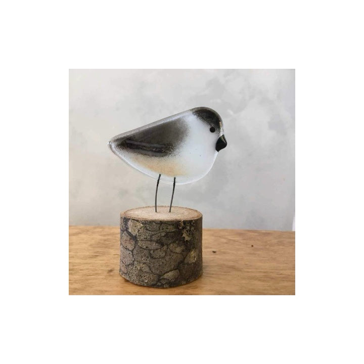 Glass Bird Ornament- Black Capped Chickadee on a Perch