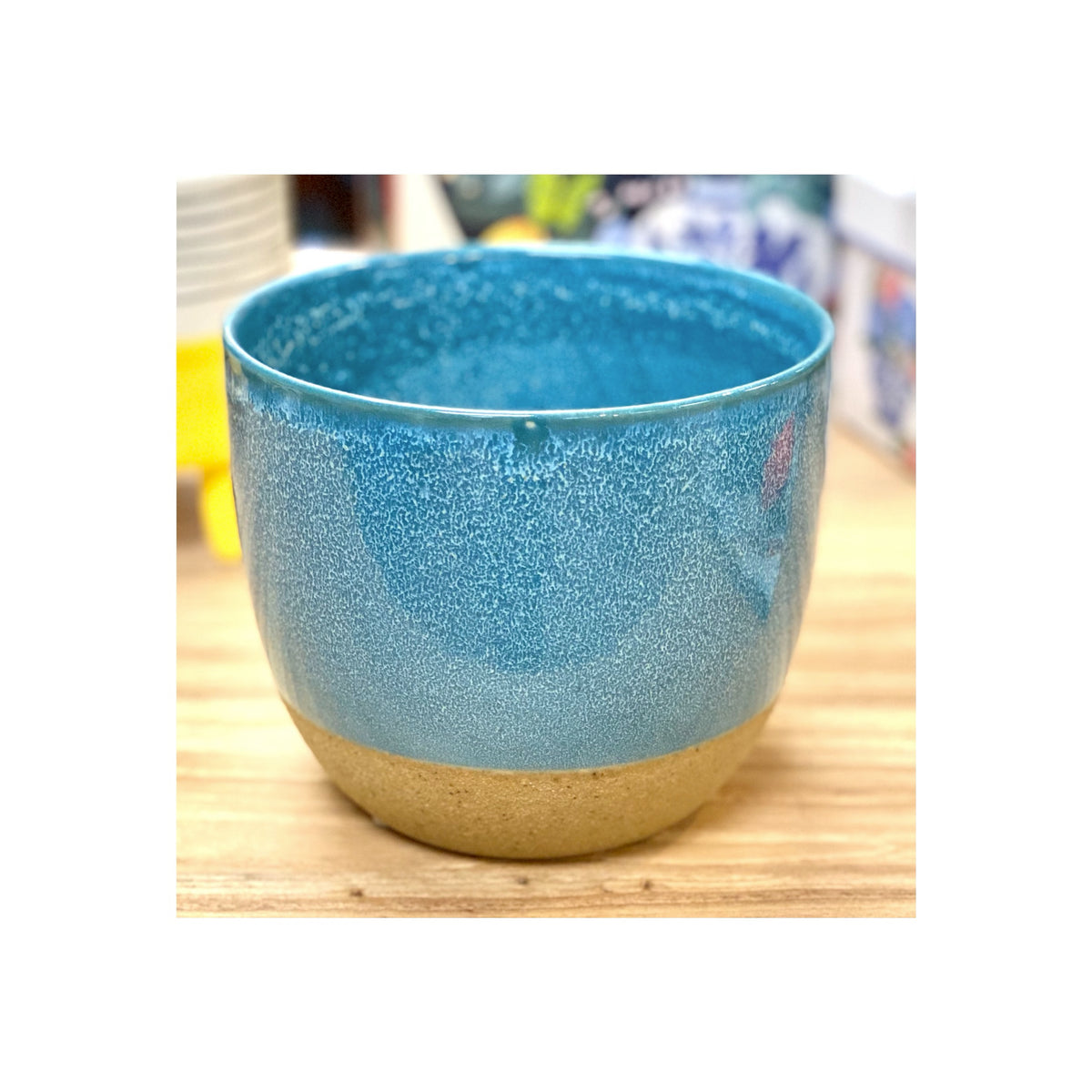 Speckled Blue & Sand Coloured Pot