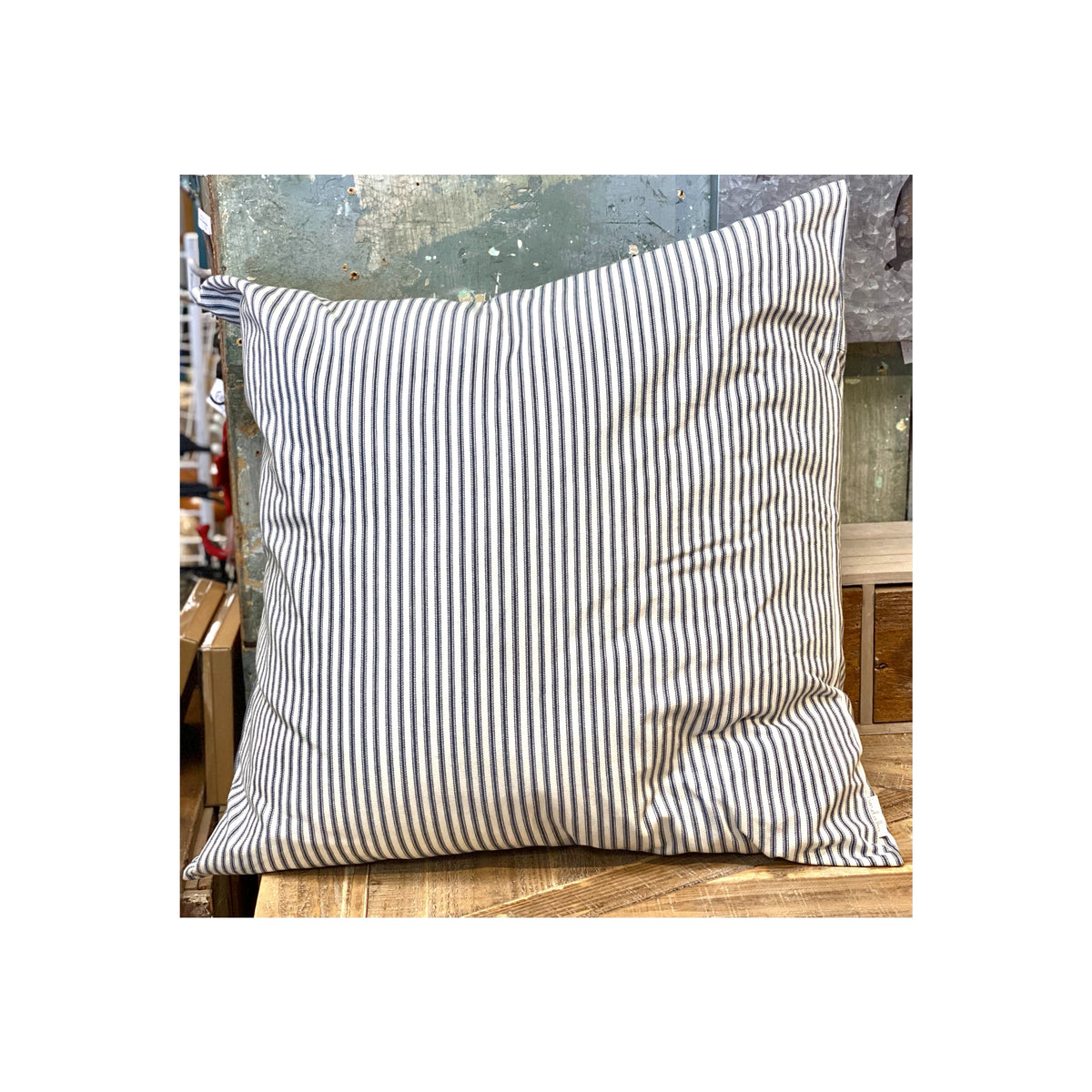 Blue & Cream Striped Pillow