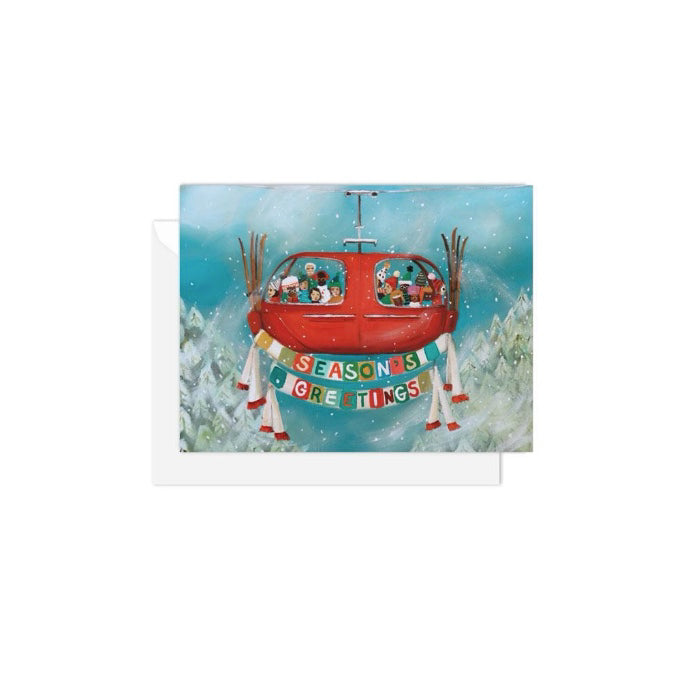 Janet Hill Card- Season's Greetings Ski Lift