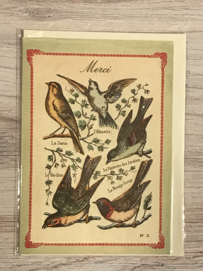 Cavallini Greeting Card- Birds Merci