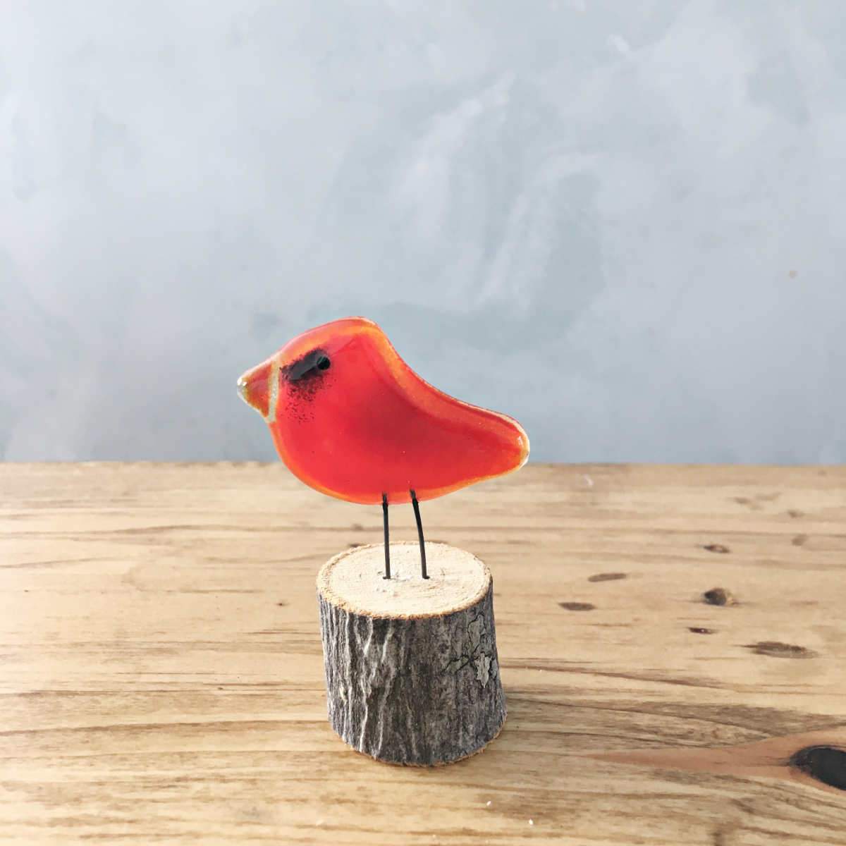 Glass Bird Ornament- Northern Cardinal on Perch