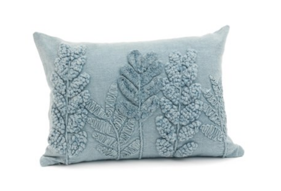 Embroidered Acid Washed Blue Cushion