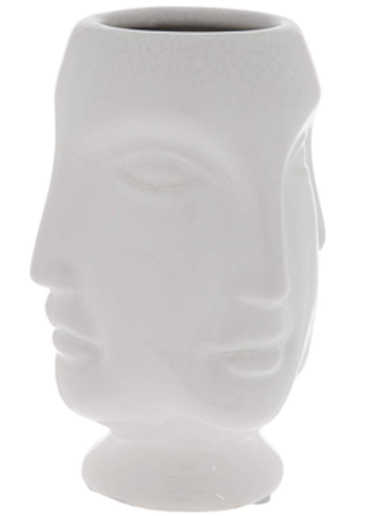 White Ceramic Vase with 4 Faces