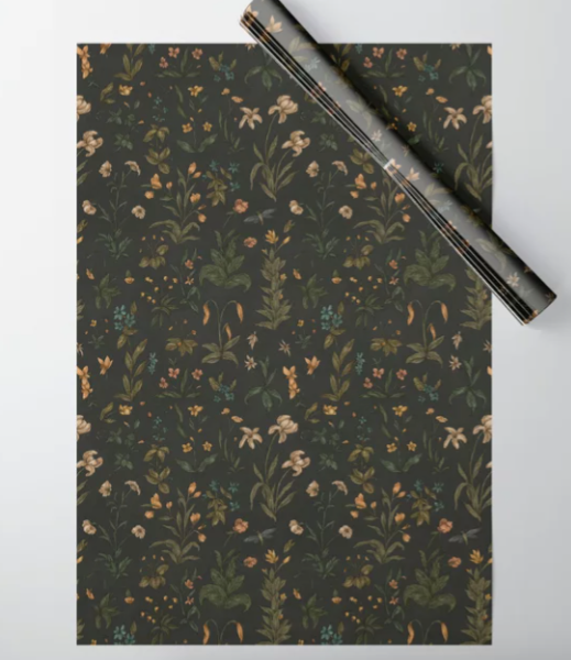 Red Cap Cards Floral Wrapping Paper - 3 Sheets