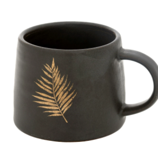 Grey Mug with Gold Fern