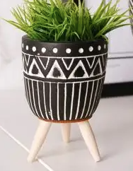 Black and White Planter Pot with Legs