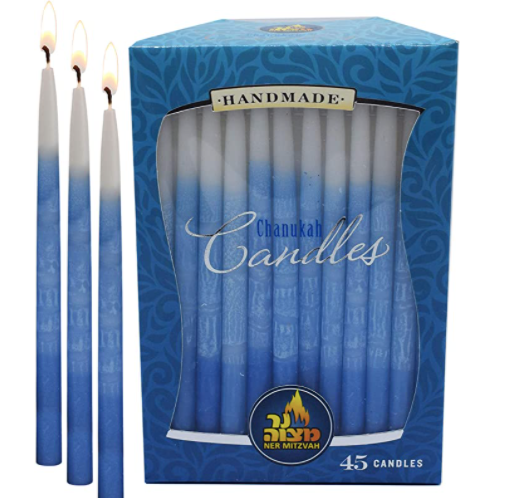 Blue and White Hanukkah Candles